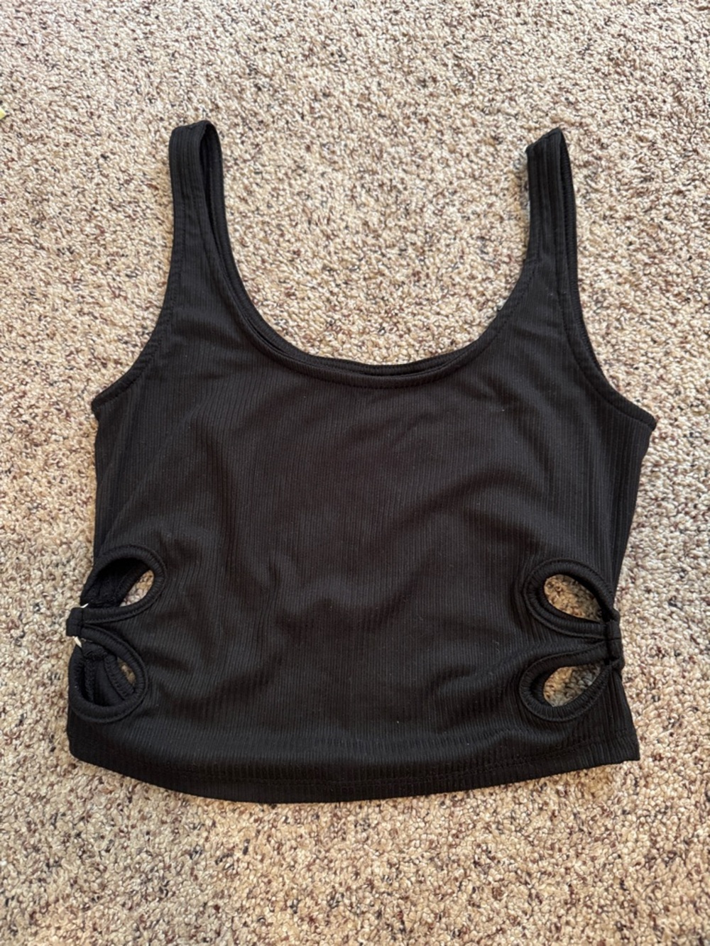 Cropped Ribbed Cutout Tank